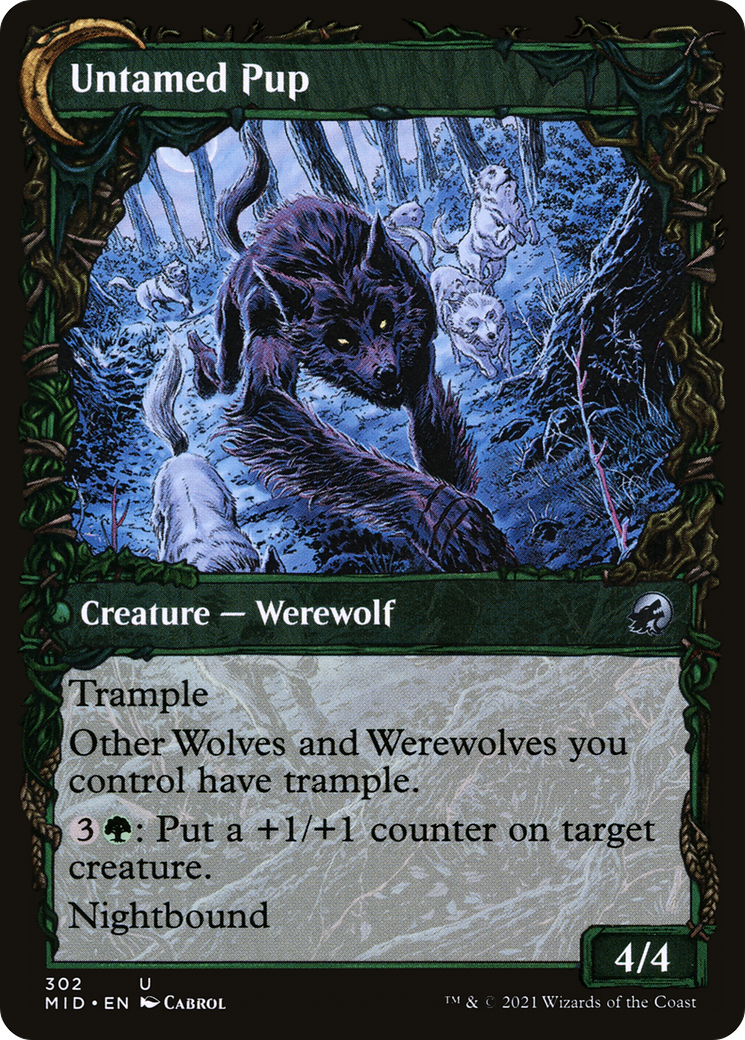 Hound Tamer // Untamed Pup (MID-302) - uncommon: (Showcase, Double Faced Transform) - Foil