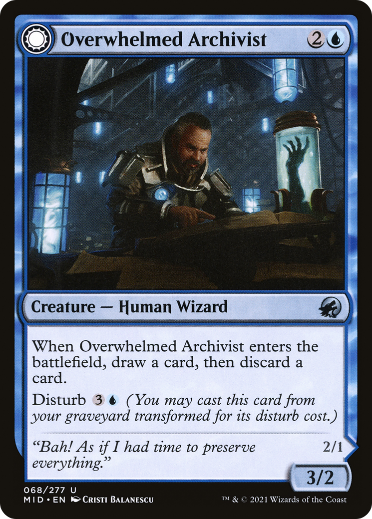 Overwhelmed Archivist // Archive Haunt (MID-068) - uncommon: (Double Faced Transform)