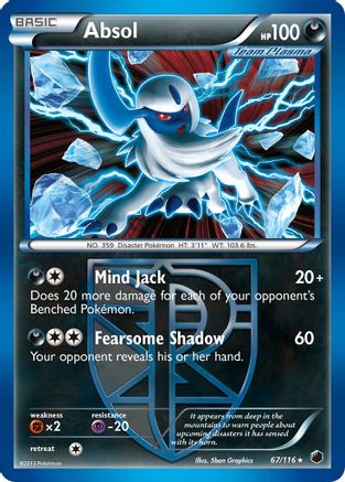Absol (Team Plasma) (067/116) - PF  - Holo Rare - Reverse Holofoil