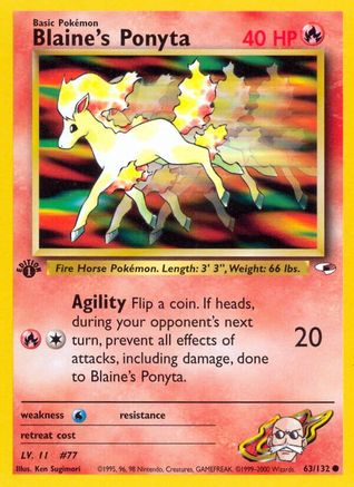 Blaine's Ponyta (063/132) - GH  - Common - 1st Edition