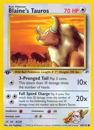 Blaine's Tauros (064/132) - GH  - Common - 1st Edition