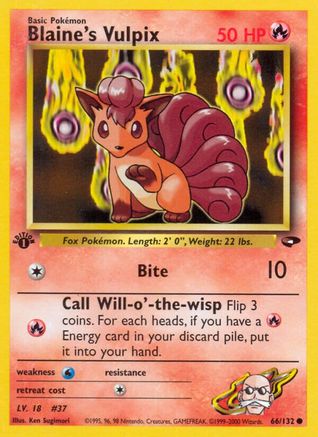 Blaine's Vulpix (066/132) - GC  - Common - 1st Edition