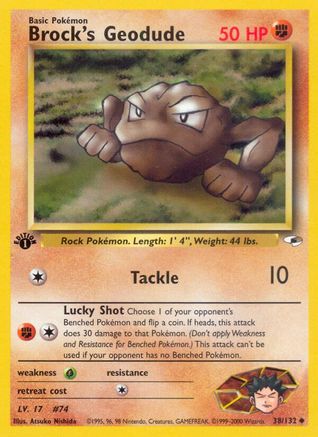 Brock's Geodude (38) (038/132) - GH  - Uncommon - 1st Edition