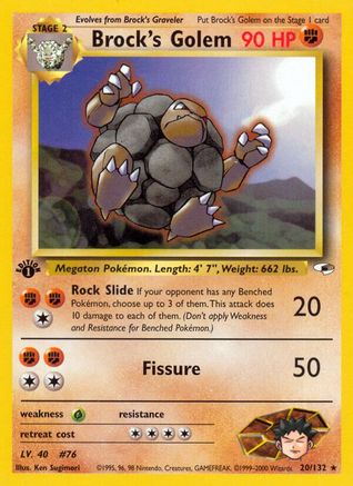 Brock's Golem (020/132) - GH  - Rare - 1st Edition