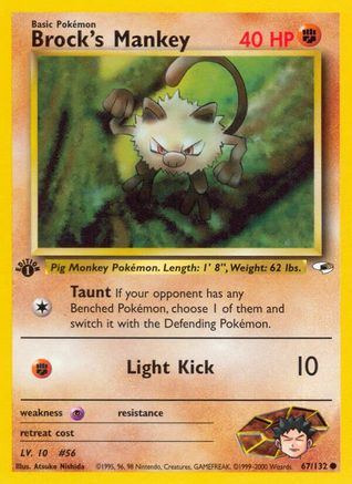Brock's Mankey (67) (067/132) - GH  - Common - 1st Edition