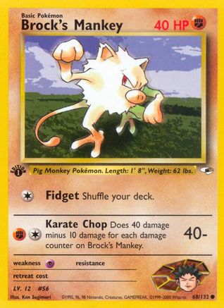 Brock's Mankey (68) (068/132) - GH  - Common - 1st Edition