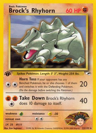 Brock's Rhyhorn (22) (022/132) - GH  - Rare - 1st Edition