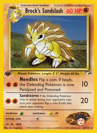 Brock's Sandslash (023/132) - GH  - Rare - 1st Edition