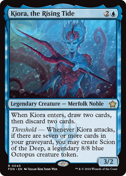 Kiora, the Rising Tide (FDN-045) - rare - Foil