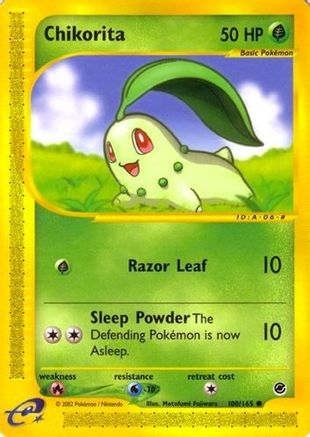 Chikorita (100) (100) - E  - Common - Reverse Holofoil