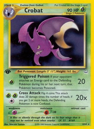 Crobat (004/64) - NR  - Holo Rare - 1st Edition Holofoil