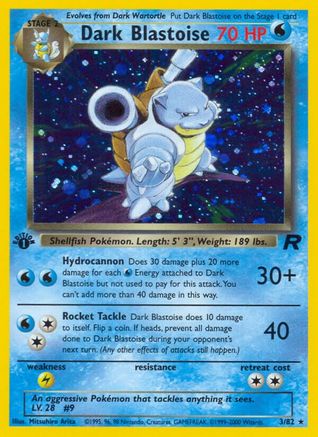 Dark Blastoise (3) (003/82) - TR  - Holo Rare - 1st Edition Holofoil
