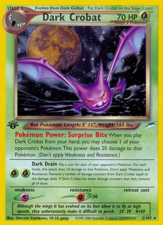 Dark Crobat (002) - ND  - Holo Rare - 1st Edition Holofoil