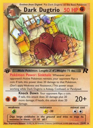Dark Dugtrio (23) (023/82) - TR  - Rare - 1st Edition