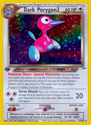 Dark Porygon2 (008) - ND  - Holo Rare - 1st Edition Holofoil