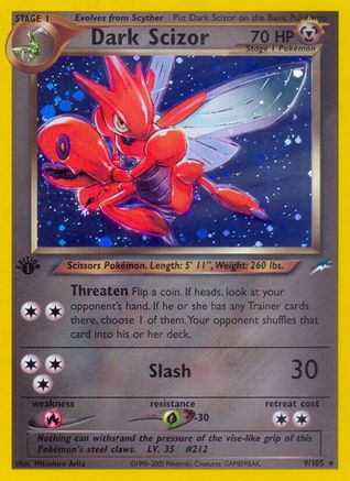 Dark Scizor (009) - ND  - Holo Rare - 1st Edition Holofoil