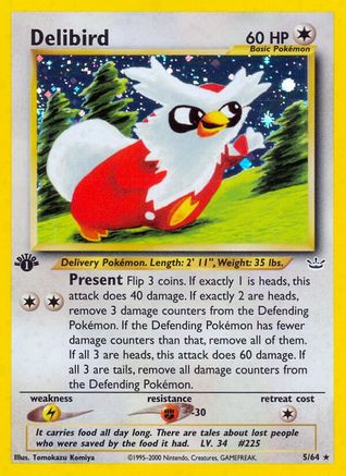 Delibird (005/64) - NR  - Holo Rare - 1st Edition Holofoil