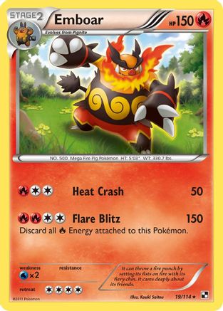 Emboar (19) (019/114) - BAW  - Holo Rare - Reverse Holofoil