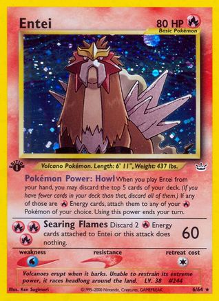 Entei (6) (006/64) - NR  - Holo Rare - 1st Edition Holofoil