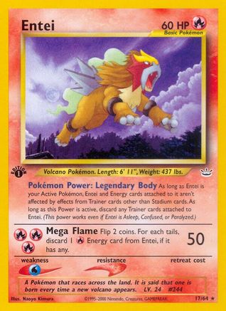 Entei (17) (017/64) - NR  - Rare - 1st Edition