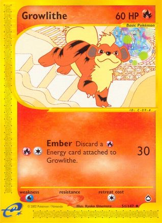 Growlithe (51) (051) - A  - Uncommon - Reverse Holofoil