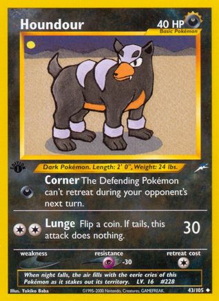 Houndour (043/105) - ND  - Uncommon - 1st Edition