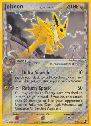 Jolteon (Delta Species) (007) - DS  - Holo Rare - Reverse Holofoil
