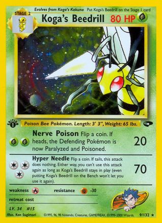 Koga's Beedrill (009/132) - GC  - Holo Rare - 1st Edition Holofoil