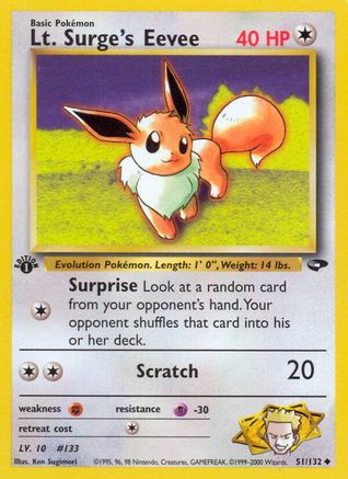 Lt. Surge's Eevee (051/132) - GC  - Uncommon - 1st Edition