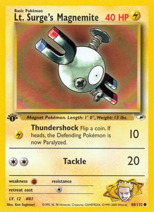 Lt. Surge's Magnemite (80) (080/132) - GH  - Common - 1st Edition