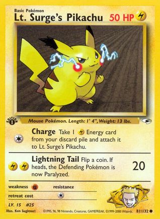 Lt. Surge's Pikachu (081/132) - GH  - Common - Unlimited