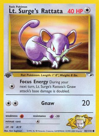 Lt. Surge's Rattata (082/132) - GH  - Common - 1st Edition