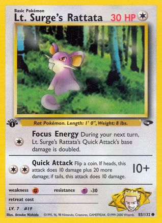 Lt. Surge's Rattata (085/132) - GC  - Common - 1st Edition