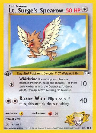 Lt. Surge's Spearow (83) (083/132) - GH  - Common - 1st Edition