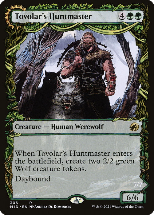 Tovolar's Huntmaster // Tovolar's Packleader (MID-306) - rare: (Showcase, Double Faced Transform) - Foil