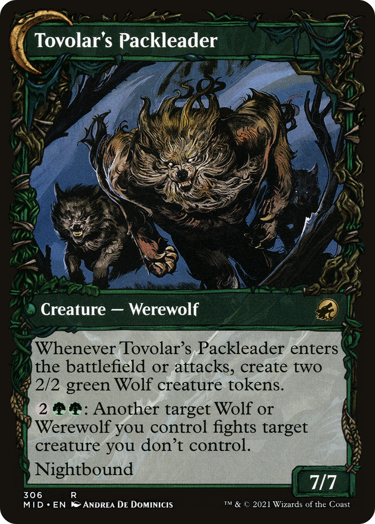 Tovolar's Huntmaster // Tovolar's Packleader (MID-306) - rare: (Showcase, Double Faced Transform) - Foil