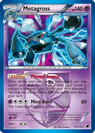 Metagross (Team Plasma) (052) - PF  - Holo Rare - Reverse Holofoil