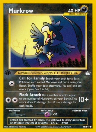 Murkrow (046/64) - NR  - Common - 1st Edition
