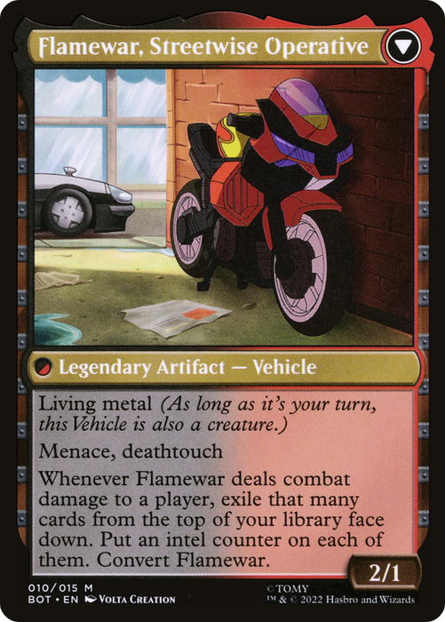 Flamewar, Brash Veteran // Flamewar, Streetwise Operative (BOT-010) - mythic: (convertdfc) - Foil