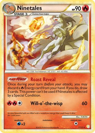 Ninetales (007) - HS  - Holo Rare - Reverse Holofoil