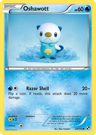 Oshawott (28) (028/114) - BAW  - Common - Reverse Holofoil