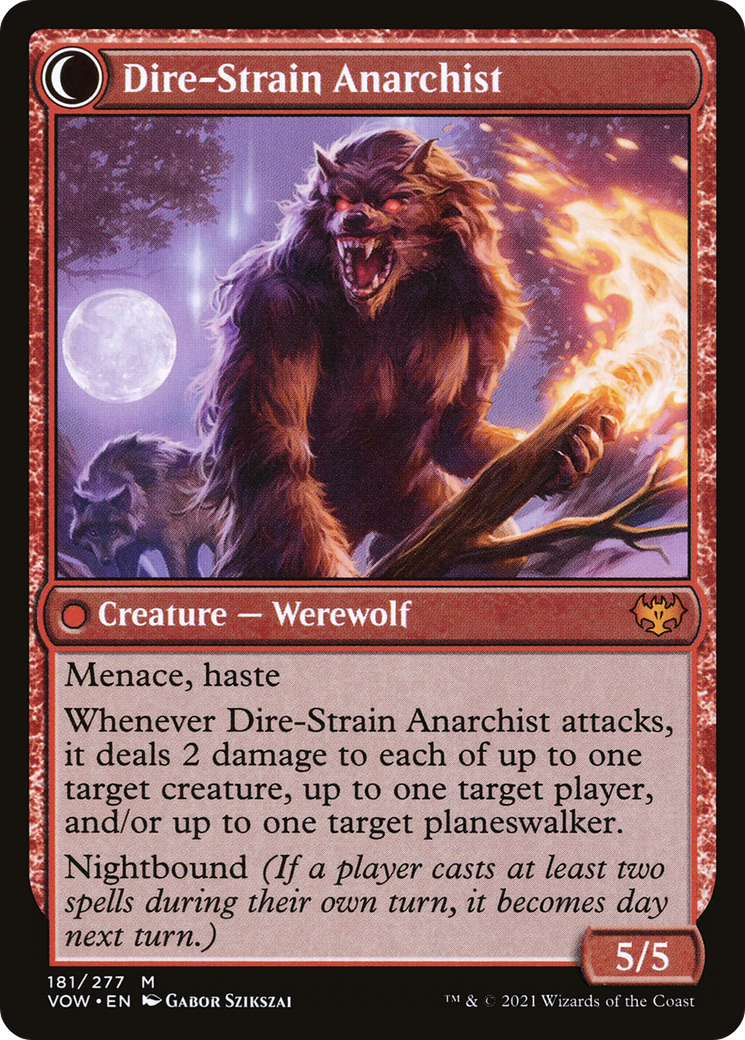 Volatile Arsonist // Dire-Strain Anarchist (VOW-181) - mythic: (Double Faced Transform) - Foil