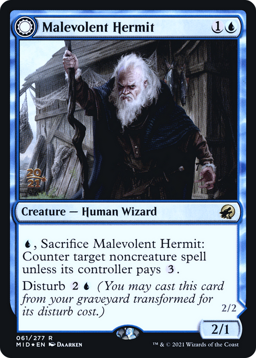 Malevolent Hermit // Benevolent Geist (PRE-61S) - rare: (Double Faced Transform) - Foil