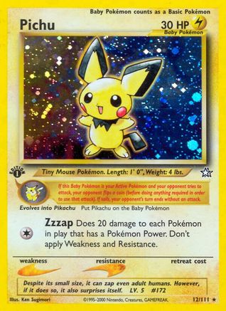 Pichu (012/111) - NG  - Holo Rare - 1st Edition Holofoil