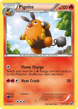 Pignite (17) (017/114) - BAW  - Uncommon - Reverse Holofoil