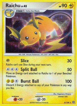 Raichu (008) - S  - Holo Rare - Reverse Holofoil