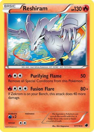 Reshiram (017/116) - PF  - Holo Rare - Reverse Holofoil