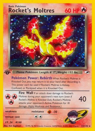 Rocket's Moltres (012/132) - GH  - Holo Rare - 1st Edition Holofoil
