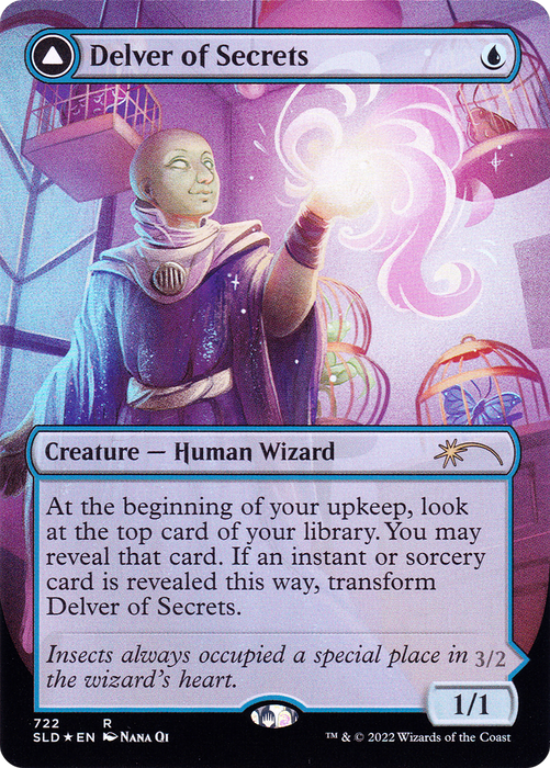 Delver of Secrets // Insectile Aberration (SLD-722) - rare (Borderless) - Foil