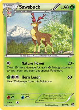 Sawsbuck (014/114) - BAW  - Rare - Reverse Holofoil